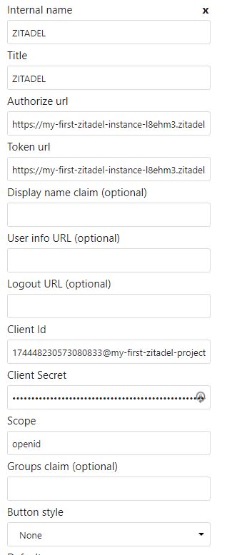 Sample OIDC settings