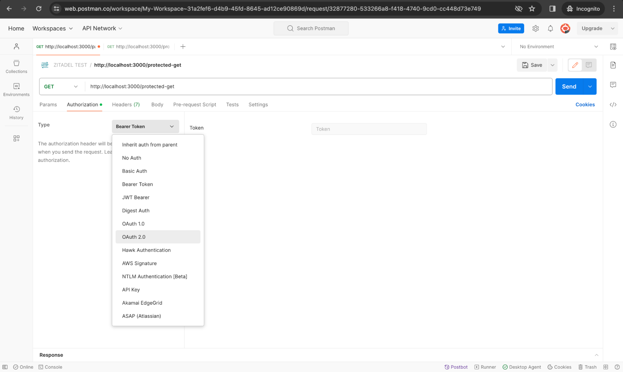 Testing token introspection in ZITADEL with Postman