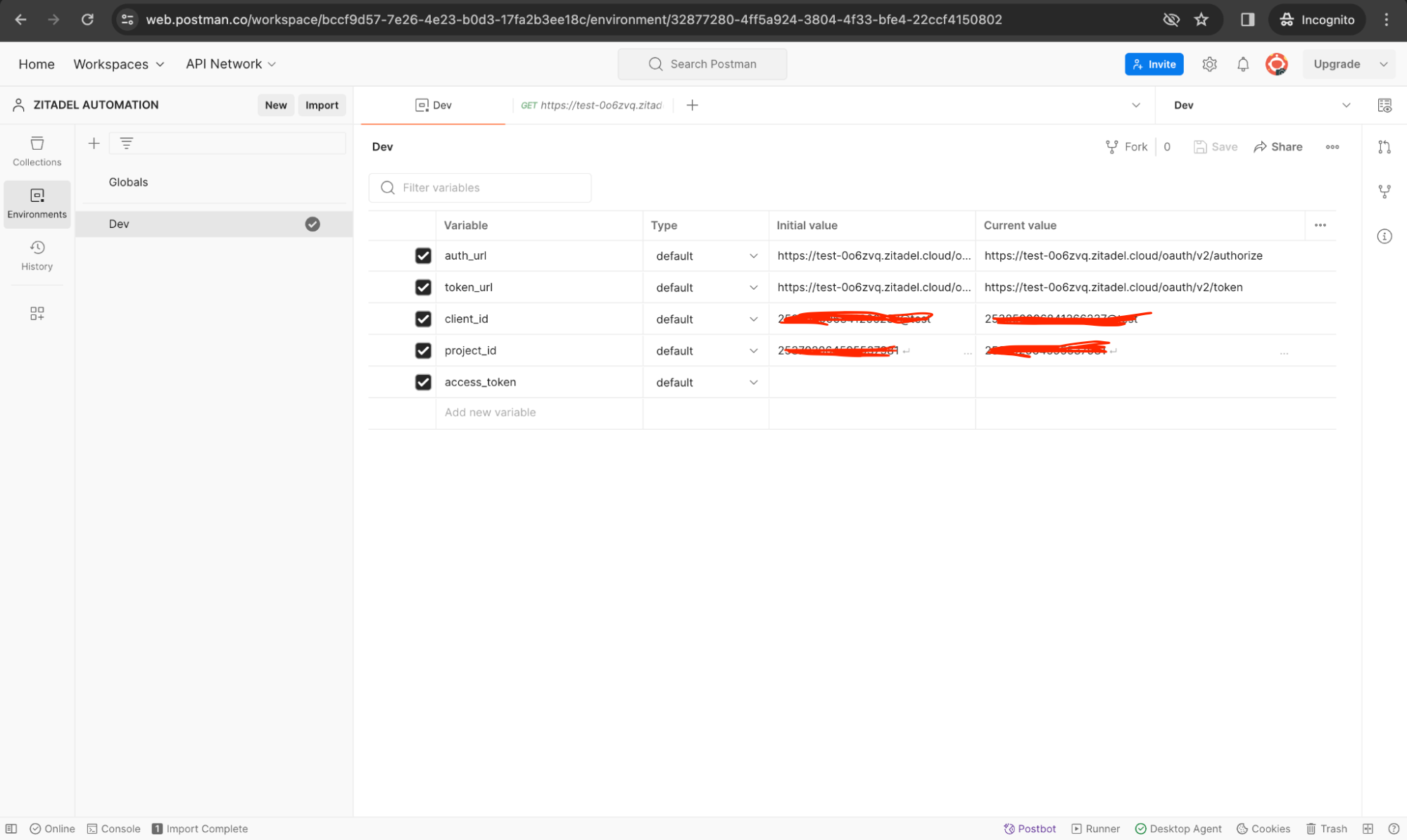 Testing token introspection in ZITADEL with Postman