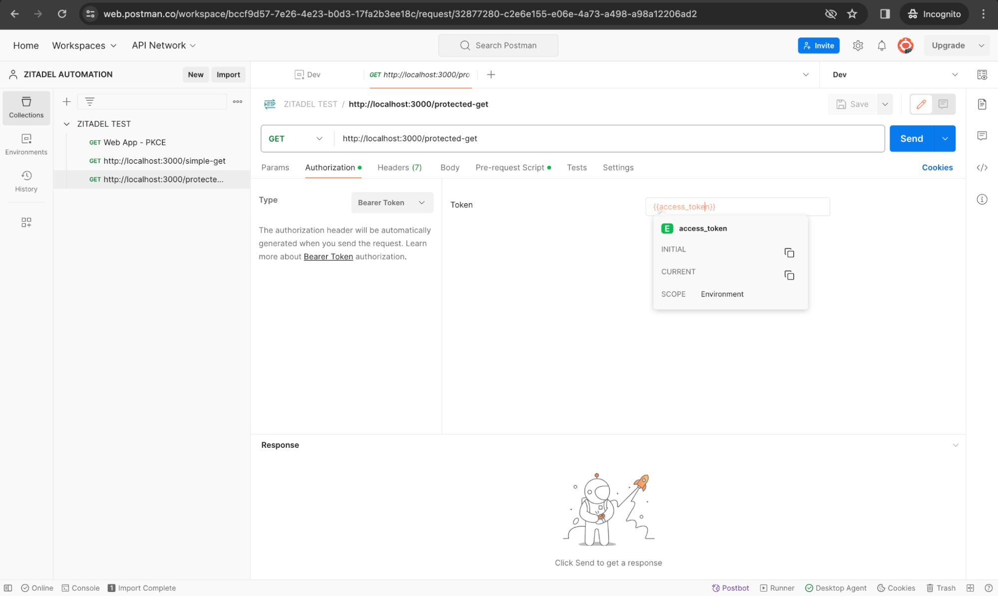 Testing token introspection in ZITADEL with Postman