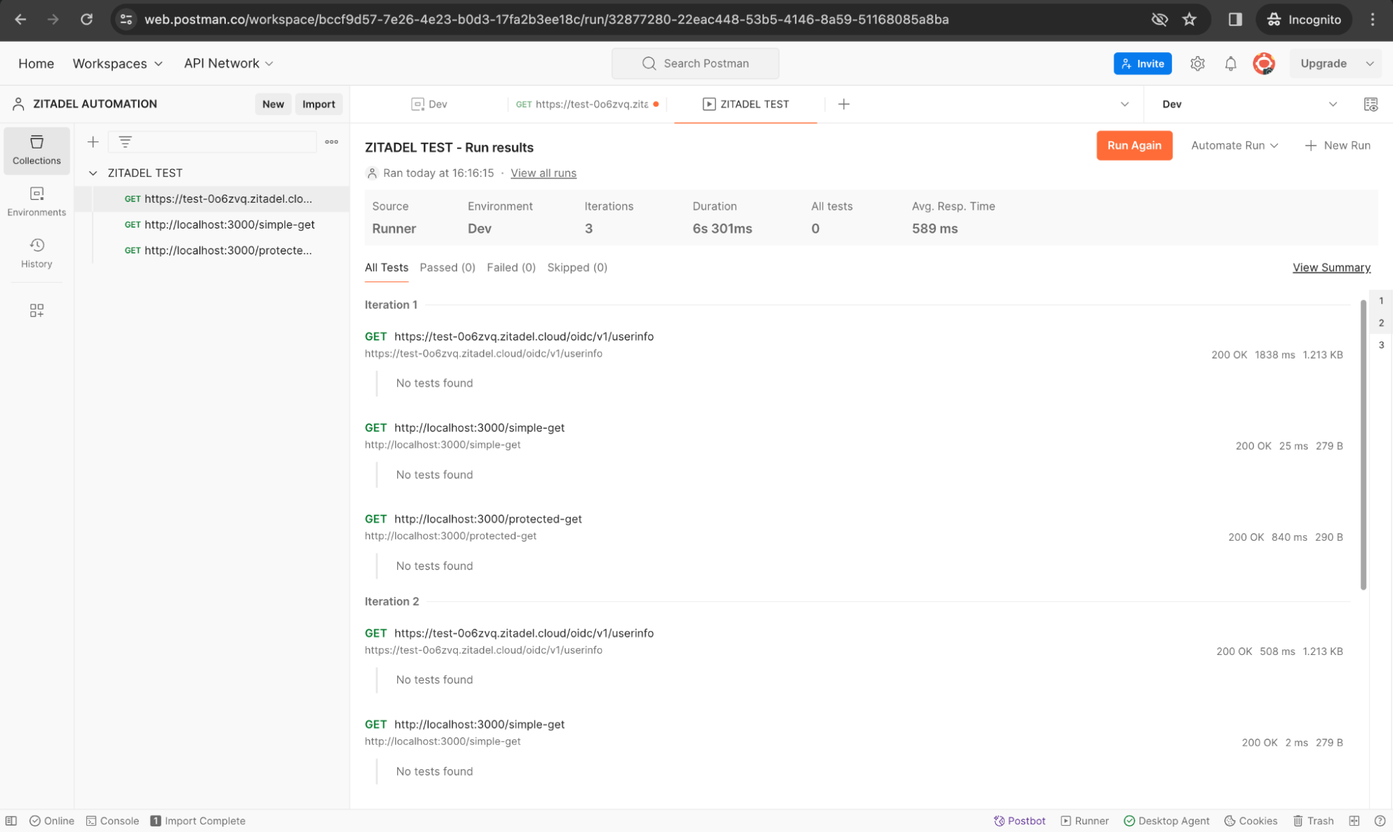 Testing token introspection in ZITADEL with Postman