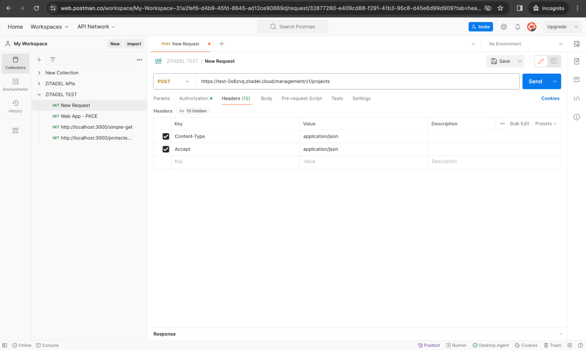 Testing management APIs in ZITADEL with Postman