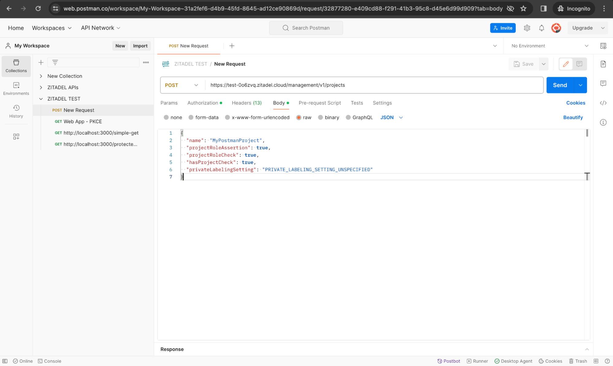 Testing management APIs in ZITADEL with Postman