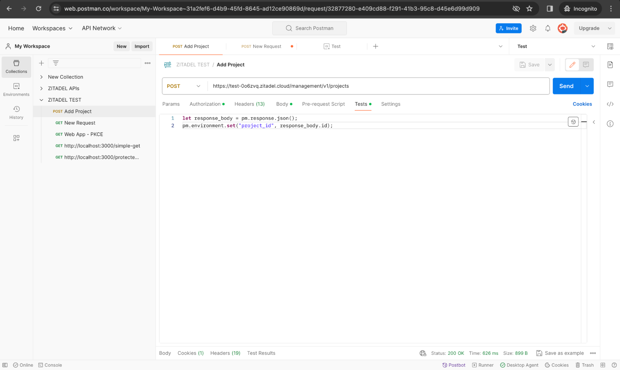 Testing management APIs in ZITADEL with Postman