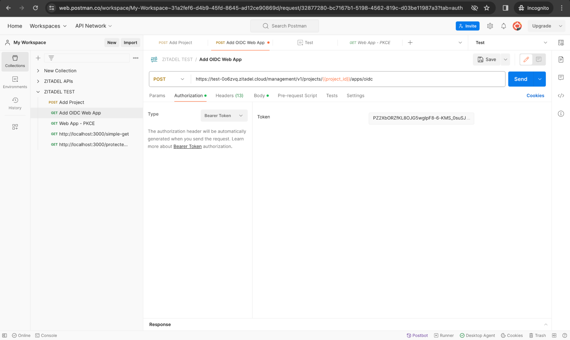 Testing management APIs in ZITADEL with Postman