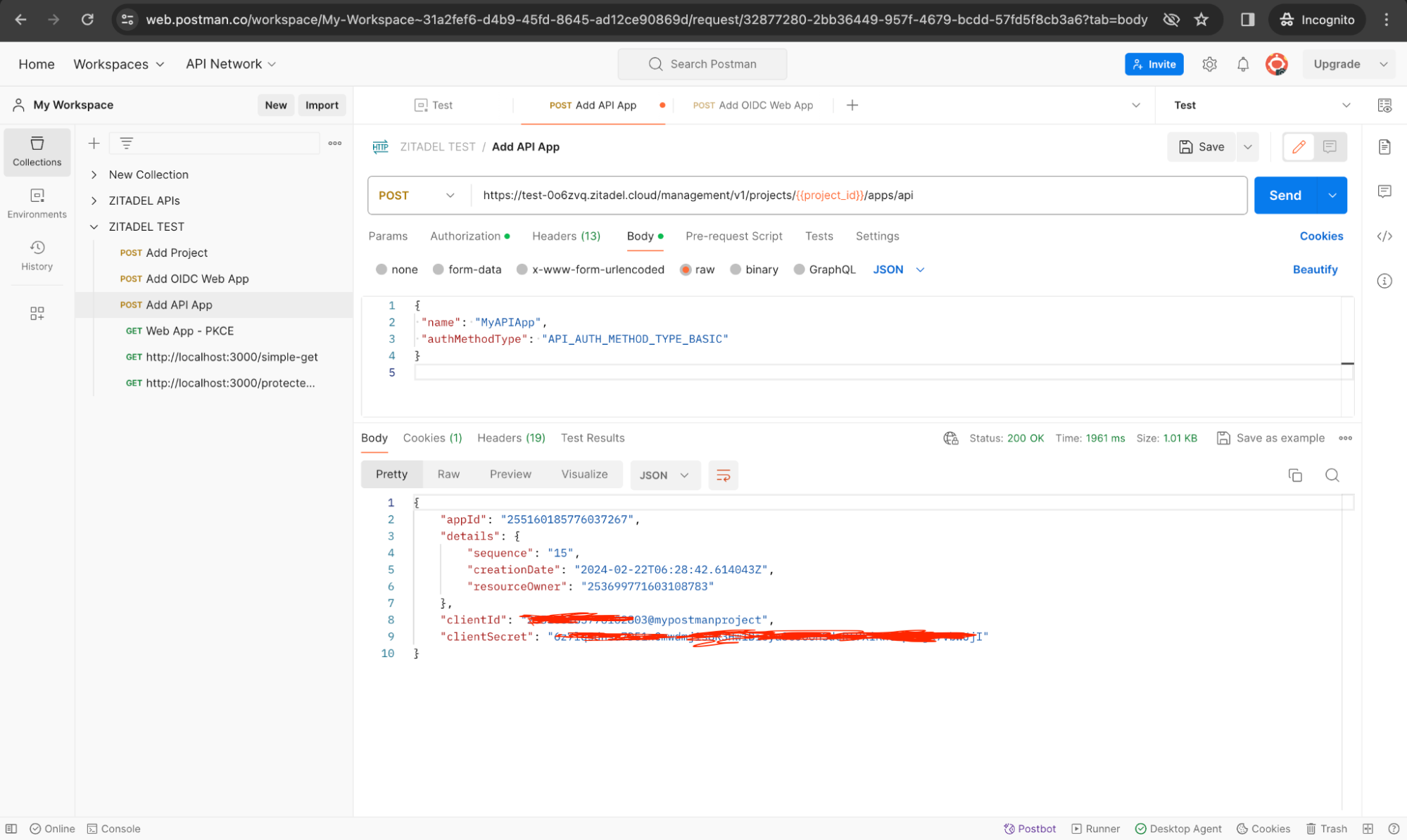 Testing management APIs in ZITADEL with Postman