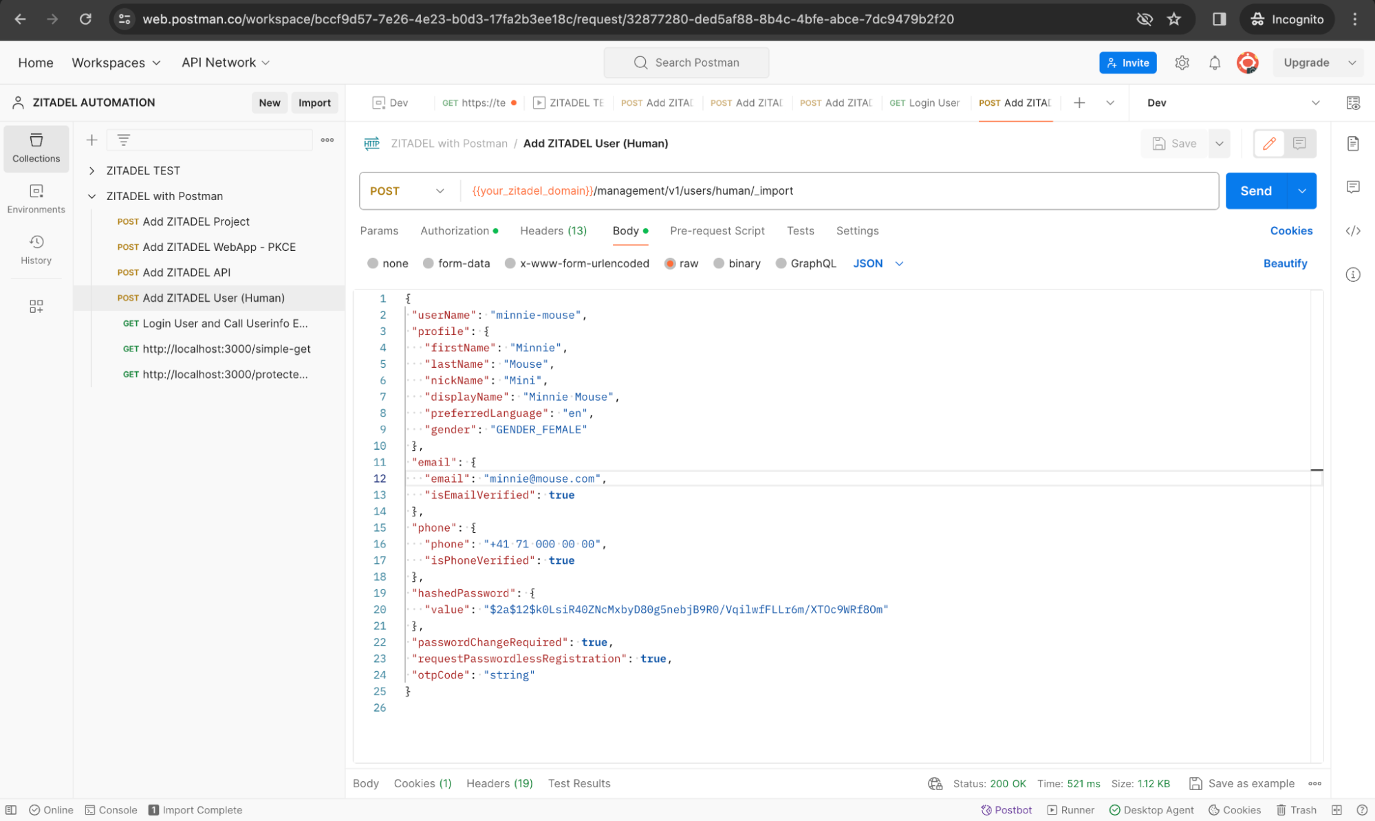 Testing management APIs in ZITADEL with Postman